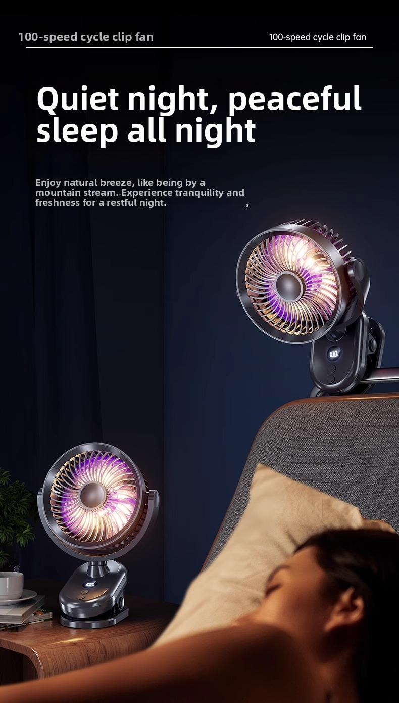Ventilateur oscillant à clip avec veilleuse pour maison_voghion.com