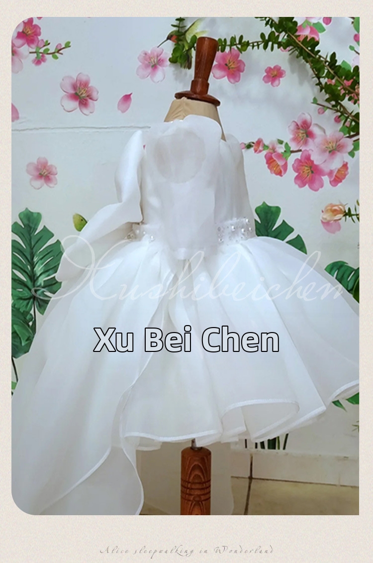Witte prinsessenjurk voor meisjes met tule rok en strik_voghion.com