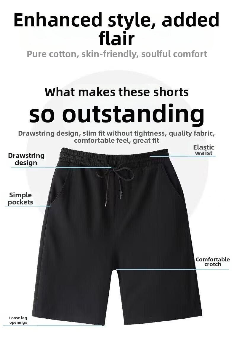 Pantalones cortos de hombre en algodón casual para deporte_voghion.com