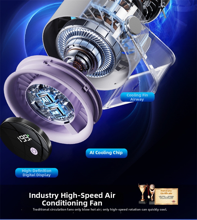 Mini ventilateur de bureau sans fil, rechargeable par USB, avec affichage numérique et fixation murale, idéal pour une utilisation au bureau._voghion.com