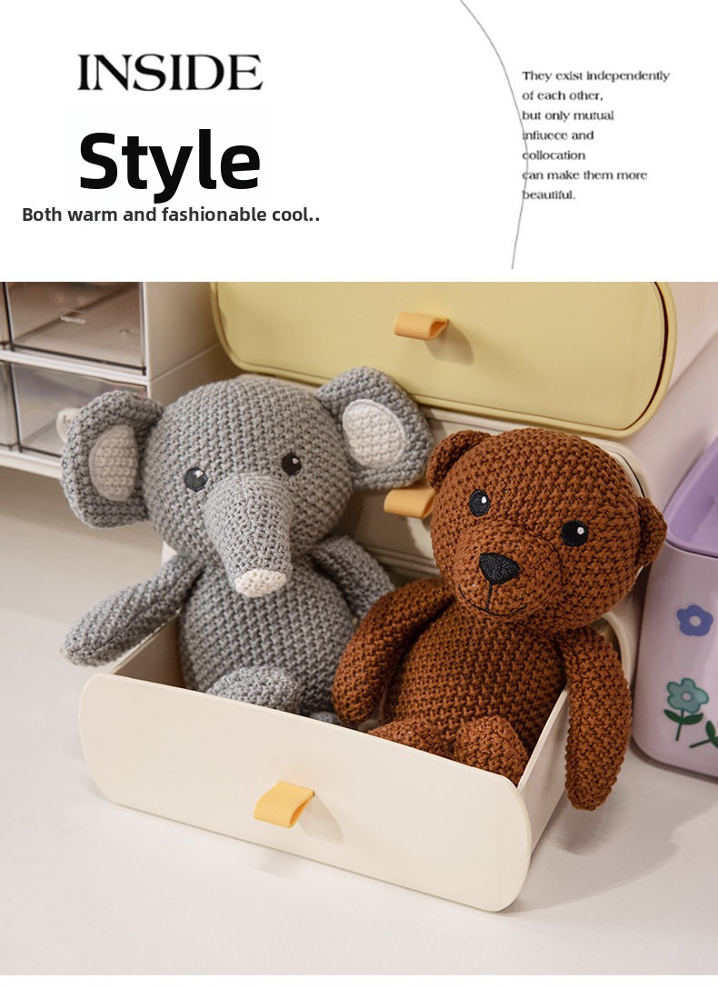 Knitted Animal Plush Toy Soft Stuffed Dinosaur Turtle Bear Rabbit_voghion.com