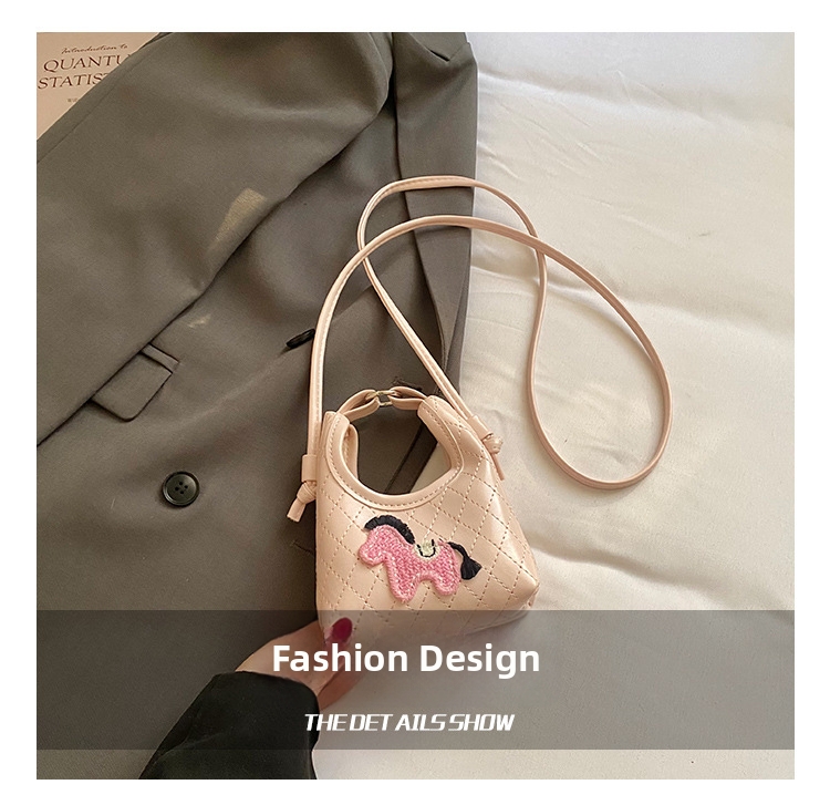 Pony Kids Shoulder Bag Mini Crossbody Purse With Diamond Pattern_voghion.com