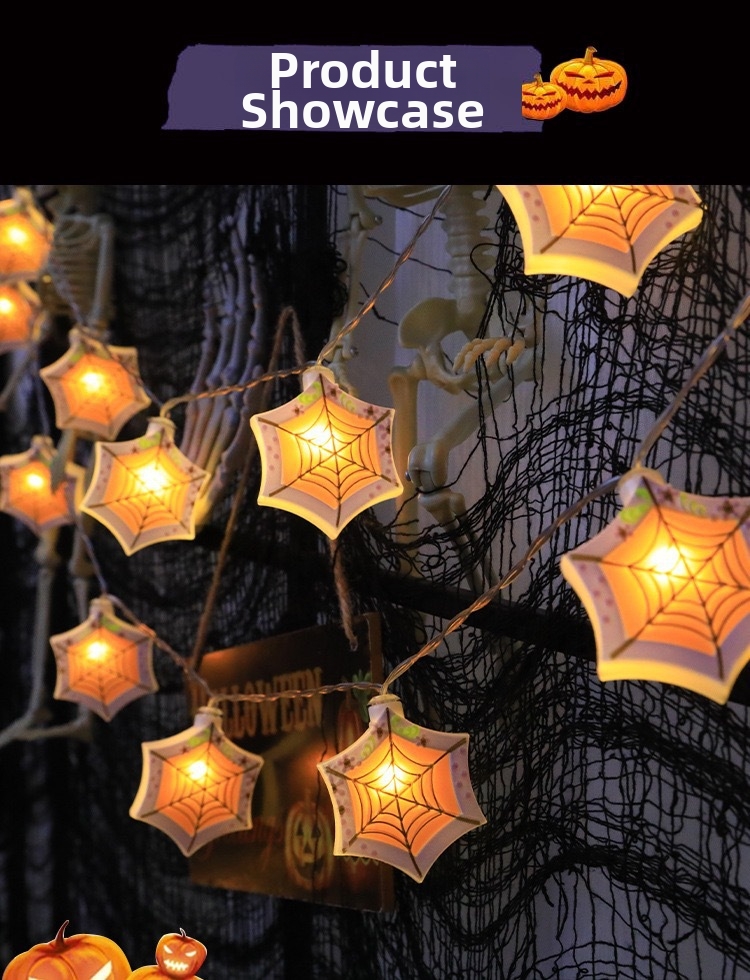 Luci a stringa LED di Halloween con fantasmi, zucche e teschi, decorazioni per feste in cortile, bestseller dell'e-commerce._voghion.com