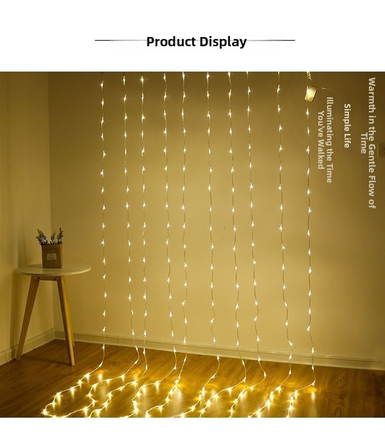 Led Curtain Light Festive Waterfall Decoration With Starry Effect_voghion.com