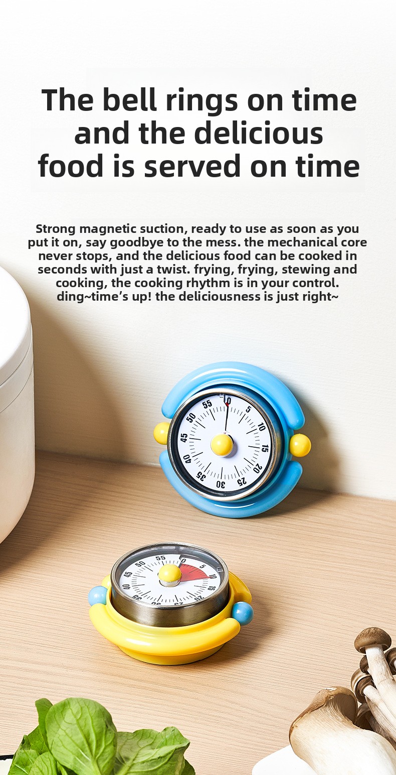 【Original】 Mechanischer, magnetischer Küchentimer mit visueller Zeitanzeige und Alarmfunktion_voghion.com