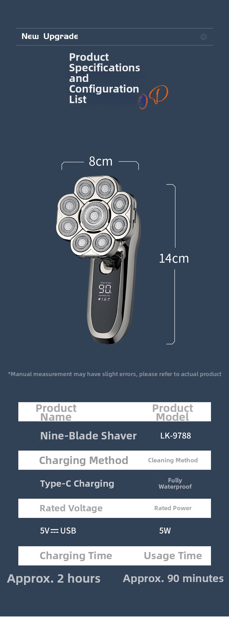 Electric Shaver 6-in-1 Rechargeable Hair Clipper For Bald Heads_voghion.com
