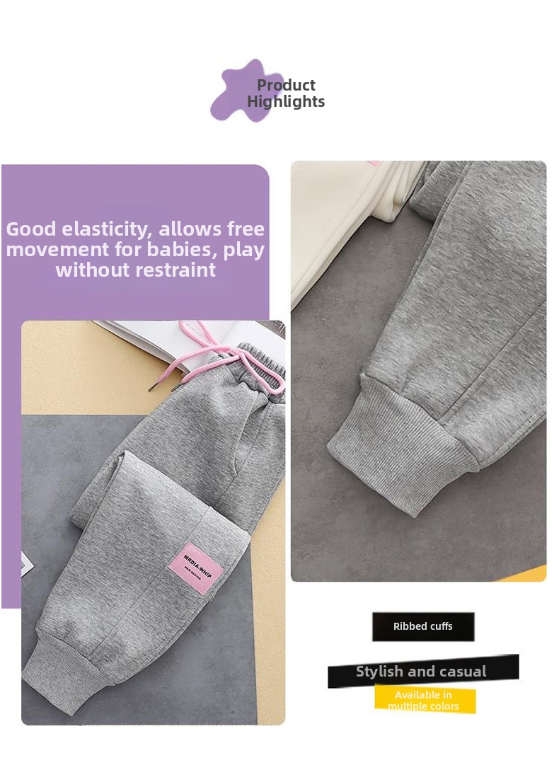 Girls Grey Jogger Pants Casual Loose Fit Sportswear For Kids_voghion.com