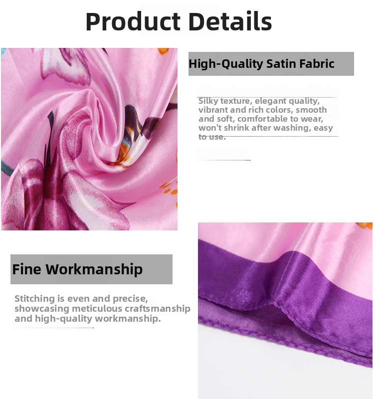 Foulard quadrato in seta per donna sciarpa di raso autunno_voghion.com