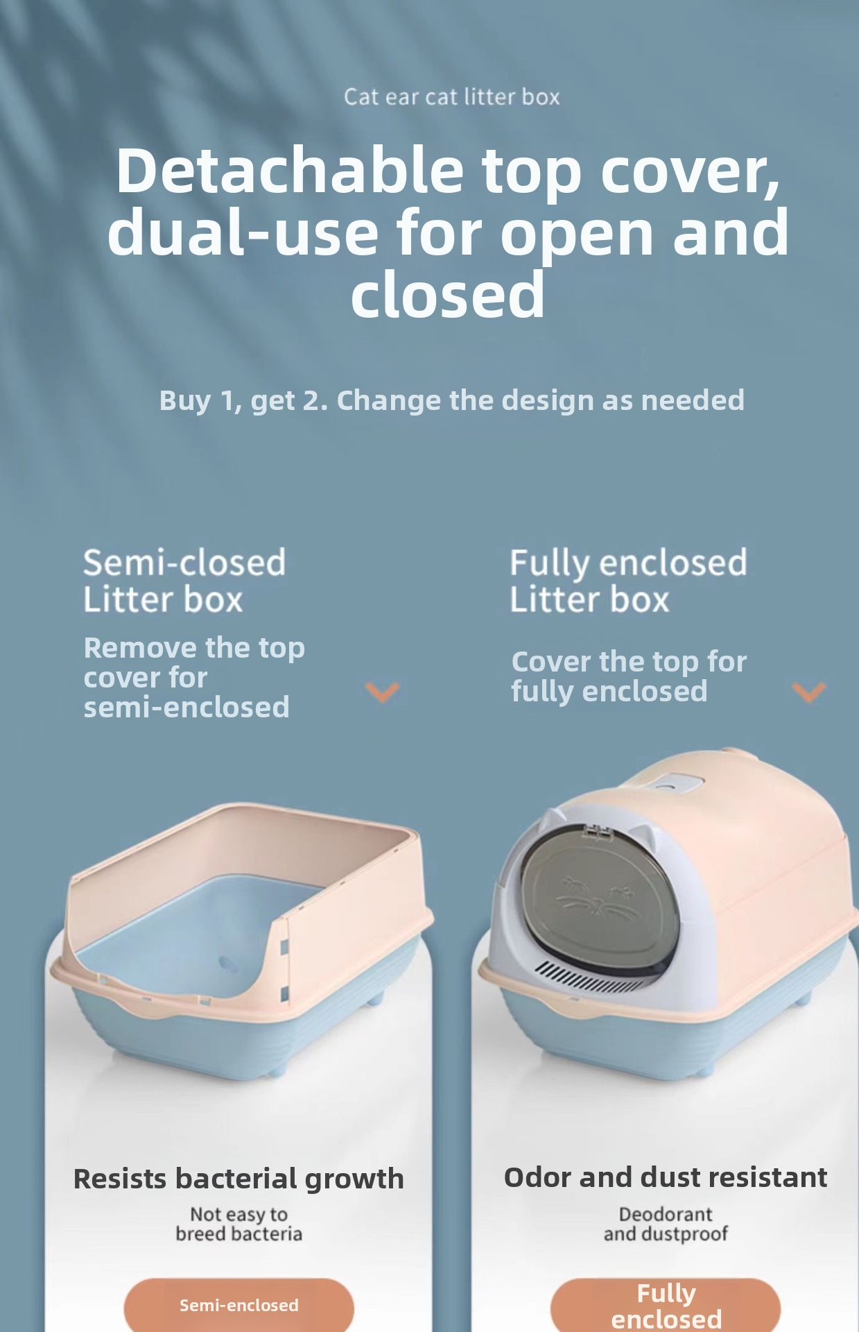 Modular Cat Litter Box Fully Enclosed With Flip Top For Pets_voghion.com