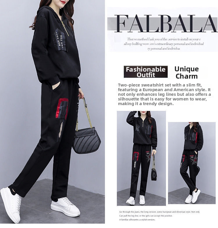 Women's Clothing Plus Size Women's Loose Hooded Printed Sports Suit Set Casual Two Piece Set Style Spring Autumn_ecoleips.com