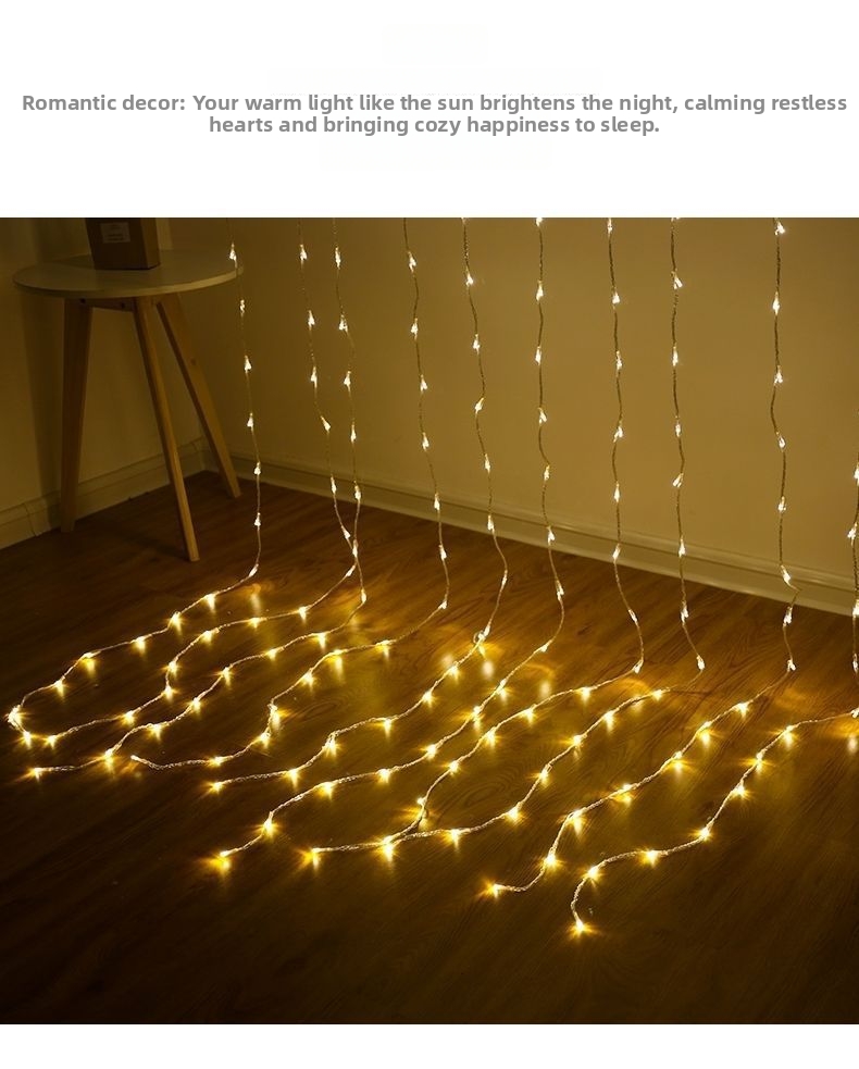 Led Curtain Light Festive Waterfall Decoration With Starry Effect_voghion.com