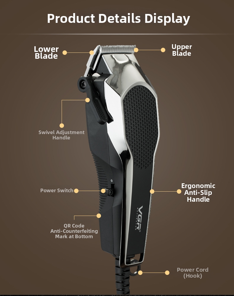 Máquina de cortar cabelo elétrica vgr gradiente potente set_voghion.com