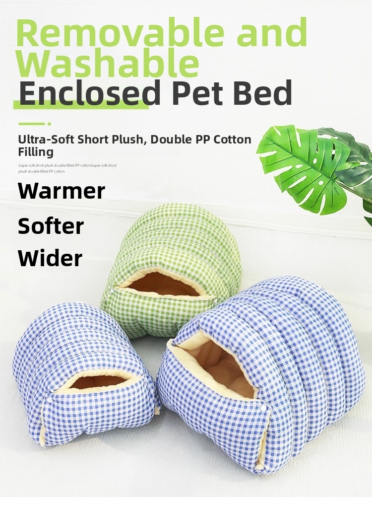 Lit pour chat fermé grotte douillette hiver lavable_voghion.com
