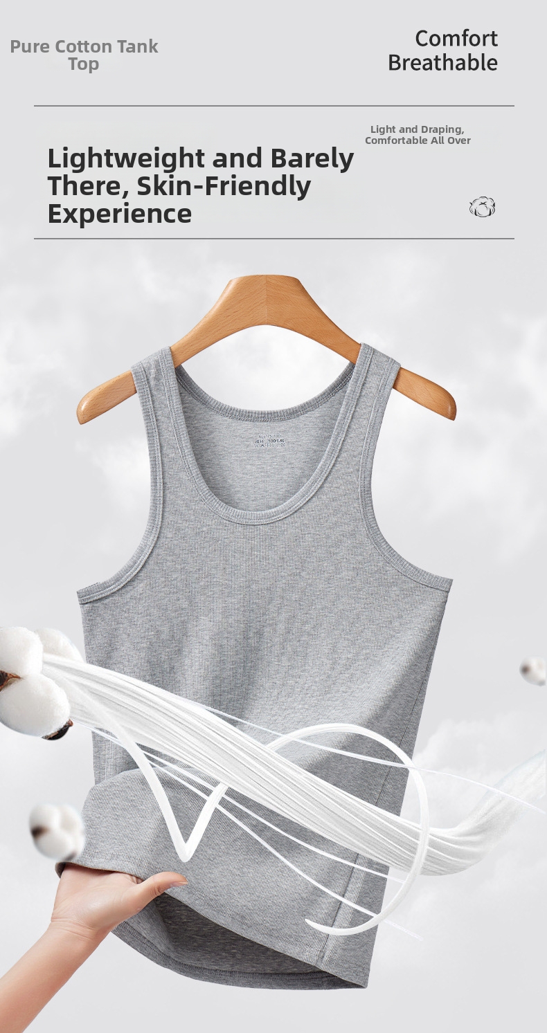 Men's Clothing Men's Heavyweight Cotton Coarse Ribbed Sleeveless Tank Top Solid Color Sports Vest Slim Fit For Formal & Casual_viptrois.com