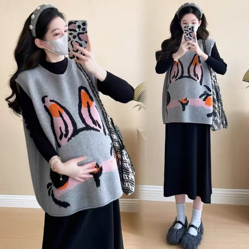 Jingqi Maternity Dress Set Autumn 2025 New Fashion Vest with Knitted Skirt Autumn Outfit Japanese and Korean Casual Style Jingqi Maternity Dress Set Autumn 2025 New Fashion Vest with Knitted Skirt Autumn Outfit Japanese and Korean Casual Style