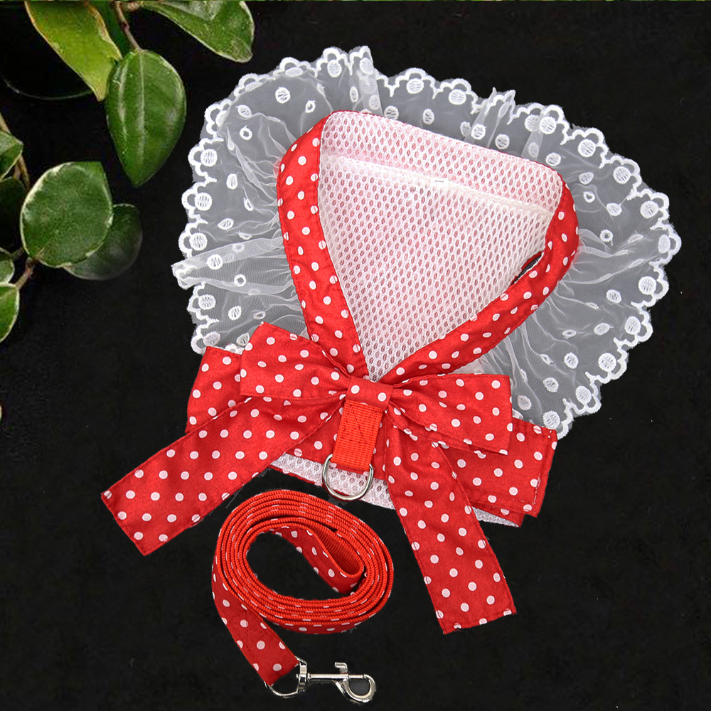 Conjunto de peitoral e trela para cães e gatos com laço_voghion.com