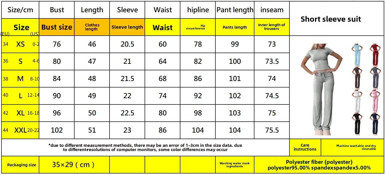 New Casual Short-sleeved Top, Trousers, Loungewear, Sportswear, Yoga Clothes_ecoleips.com