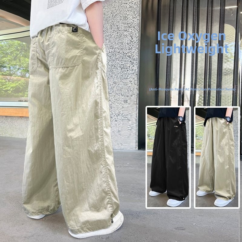Sommerliche, dünne, gerade geschnittene Hose mit weitem Bein für Jungen, lässig, mückenabweisend, trendiger Cross-Border-Stil, Kleinkinderkleidung (3-7 Jahre)_voghion.com