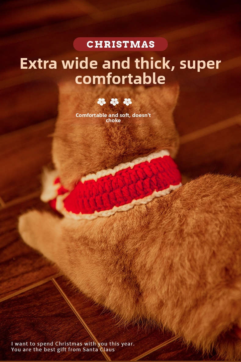 Cachecol de natal em tricô e coleira para cães e gatos_voghion.com
