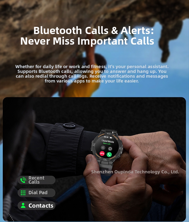 Smartwatch con luce LED, monitoraggio della frequenza cardiaca e della pressione sanguigna, schermo grande da 1,52 metri, impermeabile, chiamate Bluetooth, nuovo._voghion.com