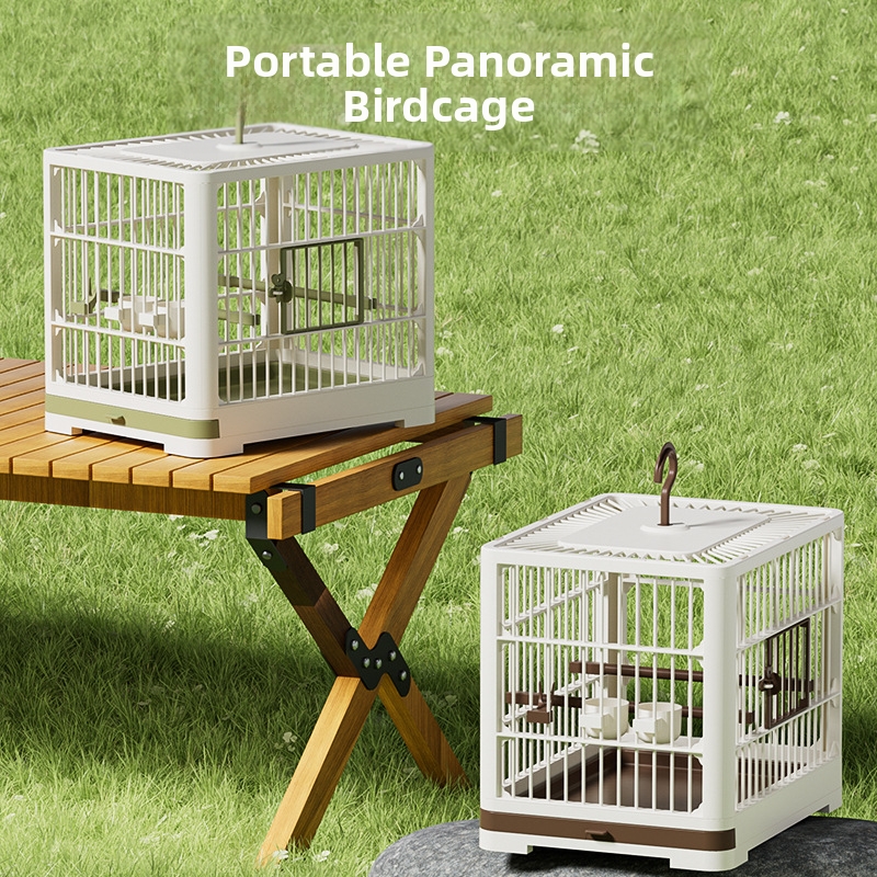Grande cage à oiseaux respirante et portable pour l'extérieur, idéale pour l'observation des oiseaux et des perroquets, ainsi que pour les promenades d'oiseaux._voghion.com