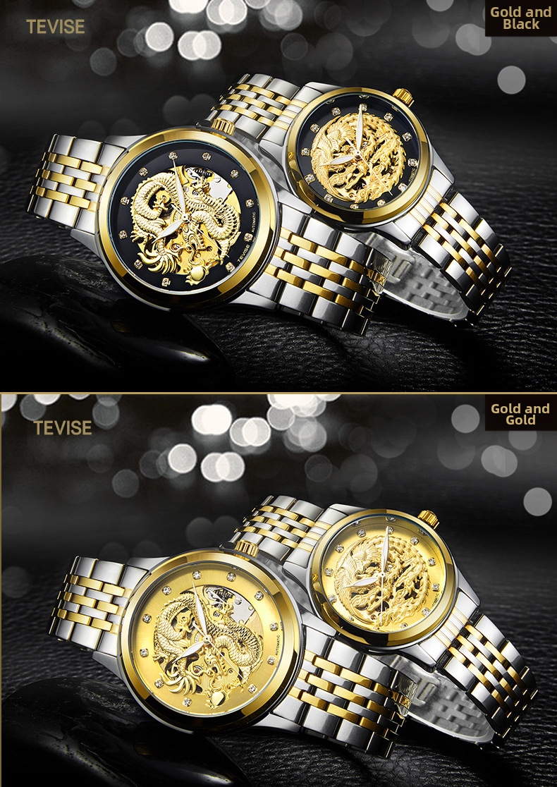 Automatic Mechanical Watch Dragon Phoenix Couple Waterproof_voghion.com