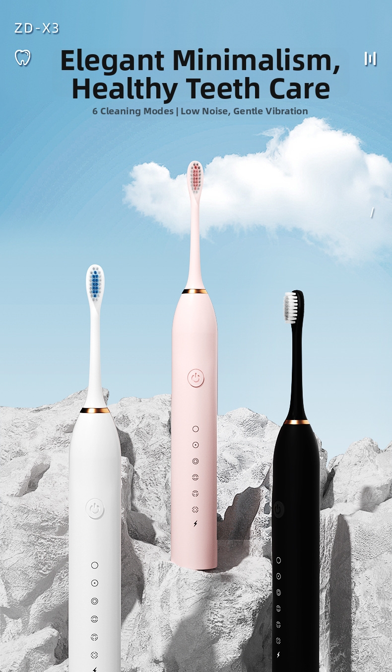 Spazzolino elettrico sonico ricaricabile tramite USB, impermeabile, dispositivo per la cura della casa per adulti e bambini, apparecchio universale per la cura personale_voghion.com