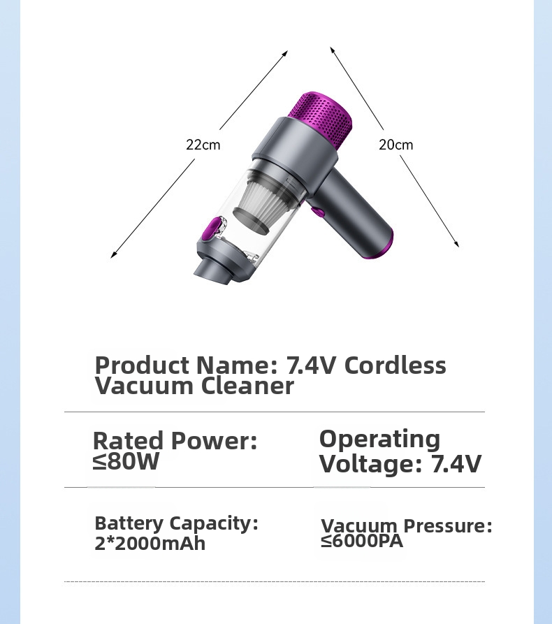 Portable Wireless Car Vacuum Cleaner With Power Display And Brush_voghion.com