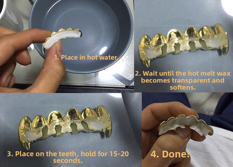 Hip Hop Tooth Grillz Gold Tone Halloween Accessory Jewelry_voghion.com