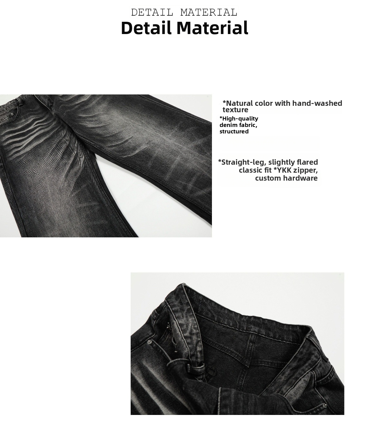Men's Clothing Natural Fading Styledonous Straight Leg Flared Jeans Black Versatile Clean Fit Pants Men's Clothing Denim_mkmklike.com