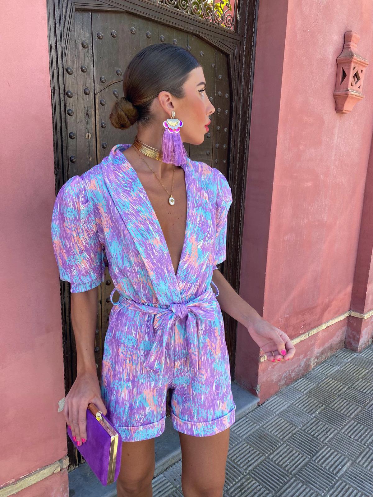 Damen Sommer Jumpsuit Mit V-ausschnitt Und Puffärmeln Elastisch_voghion.com