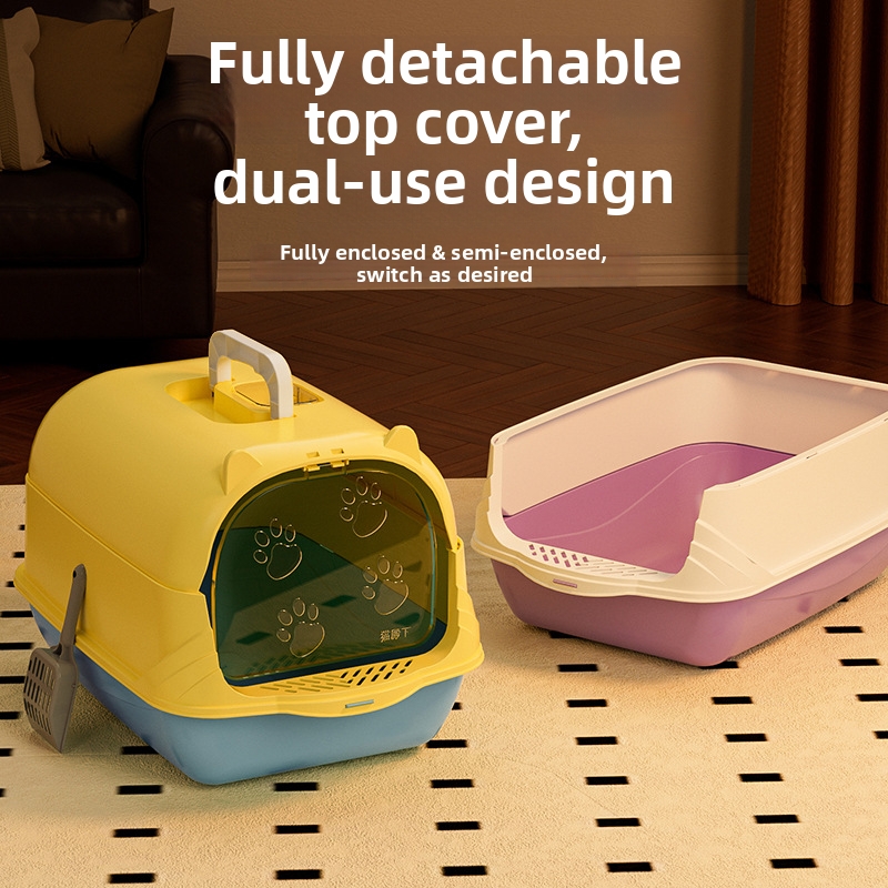 Extra Large Cat Litter Box Fully Enclosed Or Semi Enclosed Odor Proof And Splash Proof Cat Toilet Pet Supplies_voghion.com