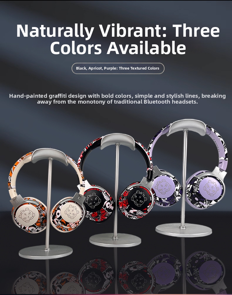 Graffiti Over Ear Headphones Bluetooth Wireless With Led Lights_voghion.com