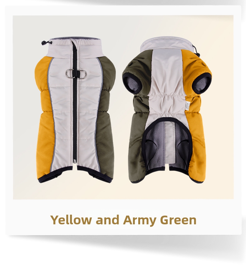Gilet doudoune réfléchissant pour chien avec col haut chaud_voghion.com