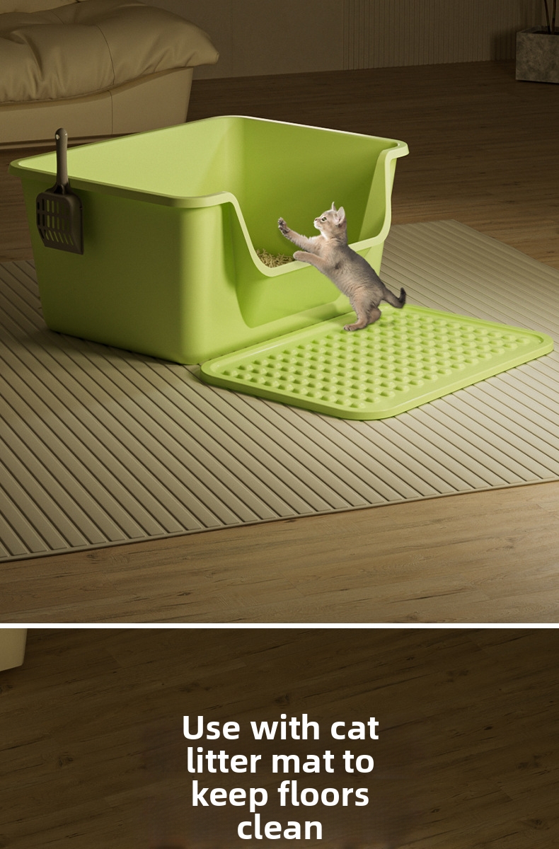 Extra Large Anti Splash Cat Litter Box Open Semi Enclosed Tray_voghion.com