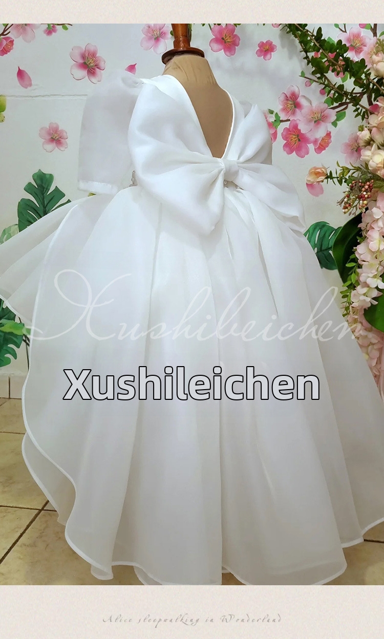 Witte prinsessenjurk voor meisjes met tule rok en strik_voghion.com