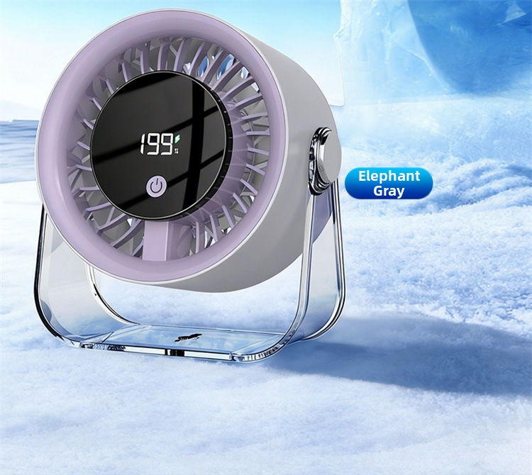 Mini ventilateur de bureau sans fil, rechargeable par USB, avec affichage numérique et fixation murale, idéal pour une utilisation au bureau._voghion.com