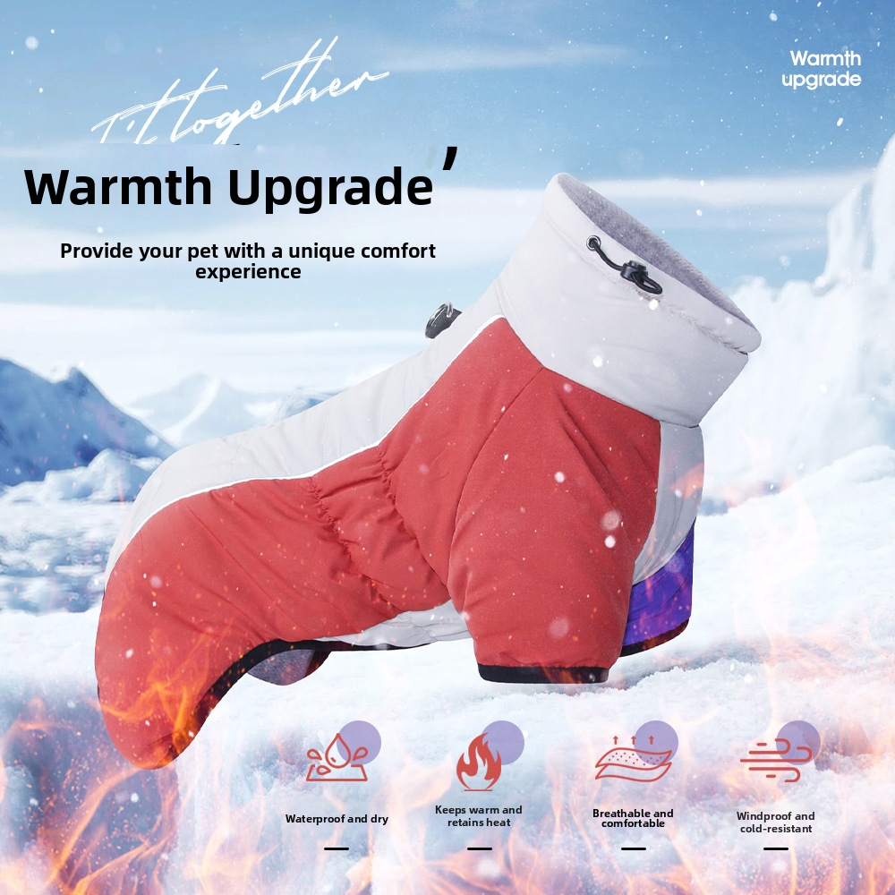 Vêtements réfléchissants pour chiens avec laisse, tenue chaude en coton à col montant pour grands chiens, vêtements d'extérieur pour chiens bipèdes en automne et en hiver_voghion.com