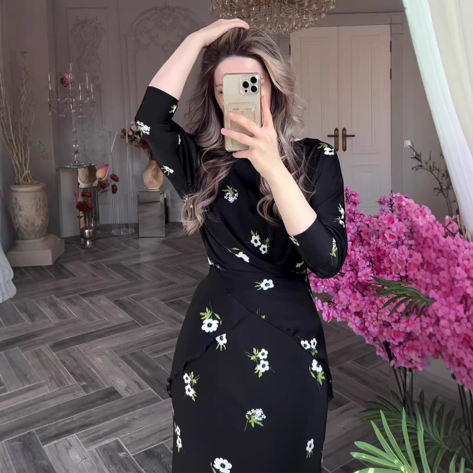 Women's Floral Print Casual Skirt Set Round Neck Loose Fit Summer Breathable European American Style Clothing_voghion.com