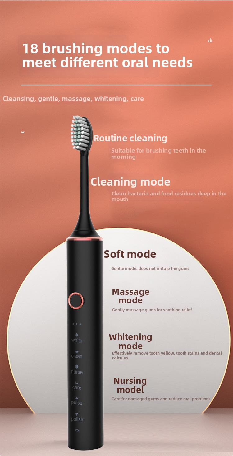 Electric Toothbrush Sonic Rechargeable With Soft Bristles Set_voghion.com