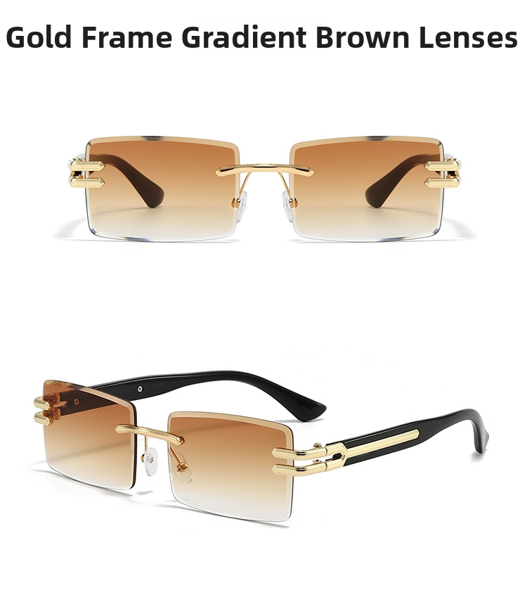 Rimless Metal Sunglasses For Men Double Bridge Trendy Design_voghion.com