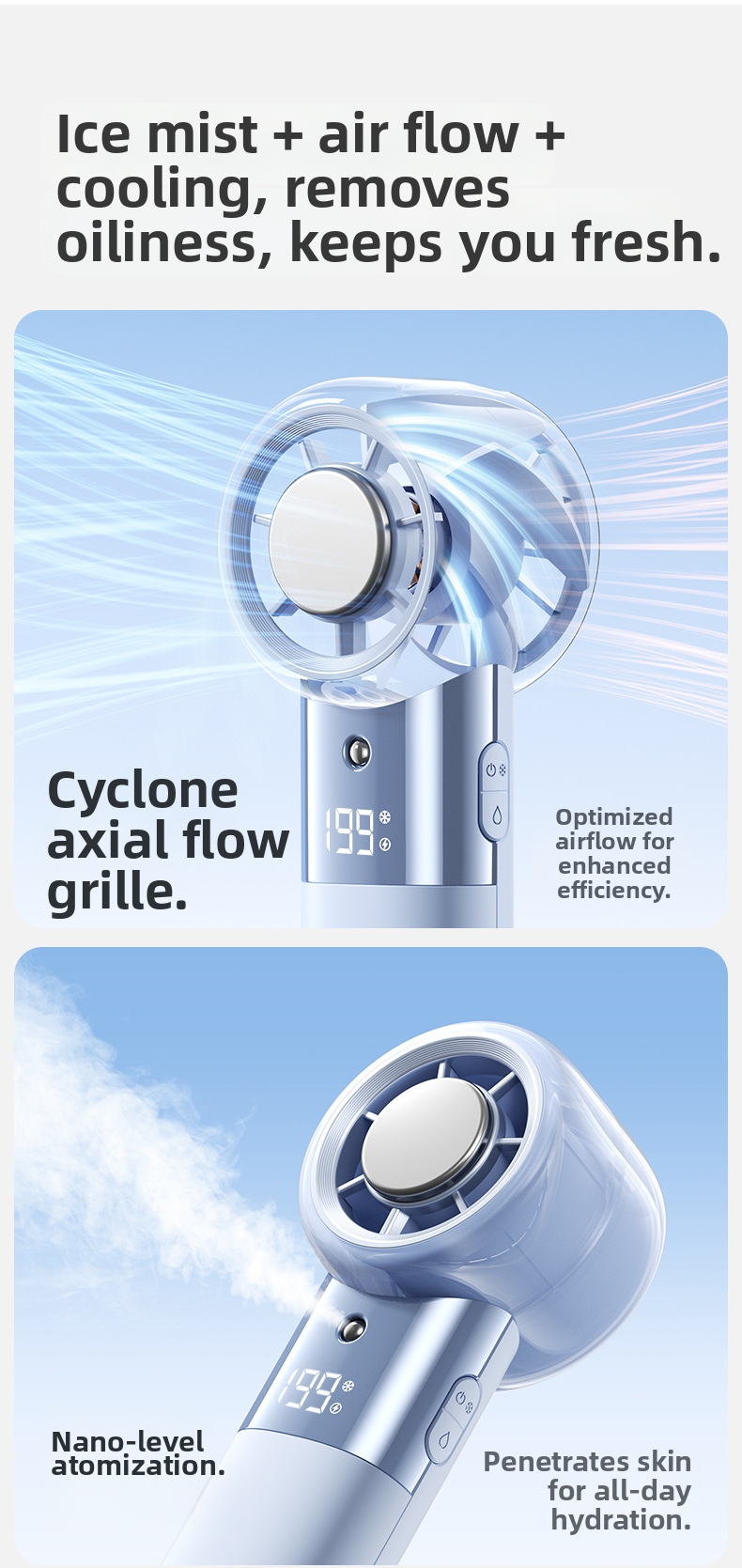 Handheld Mini Fan Portable Usb Cooling Fan With Spray Function_voghion.com