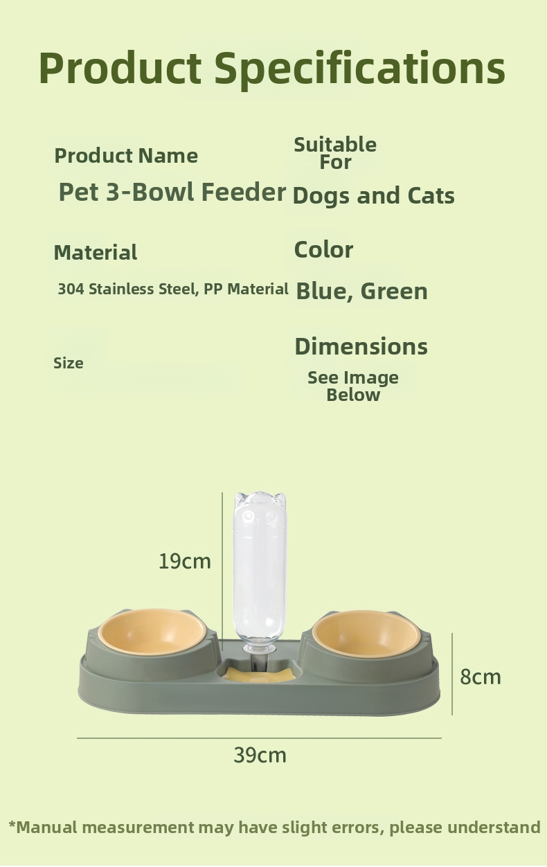 Double Bowl Pet Dish Automatic Feeder And Water Dispenser_voghion.com