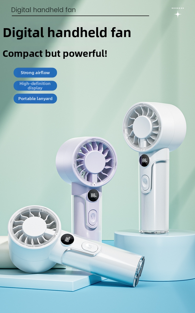Handheld Portable Fan With Turbine Engine And Digital Display_voghion.com