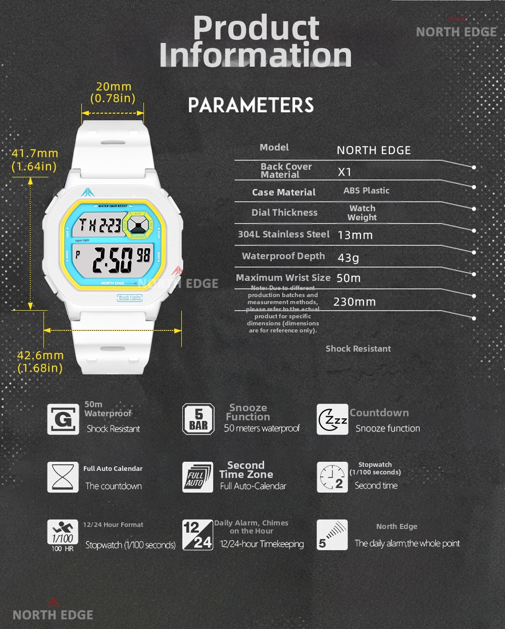 Waterproof Digital Watch Square Shockproof Outdoor Sports Trendy_voghion.com