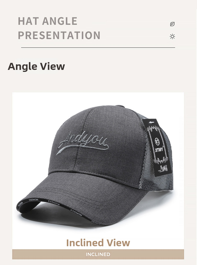 Men's Summer Sun Protection Baseball Caps Casual Hard Top Embroidered Letter Duckbill Hats_voghion.com