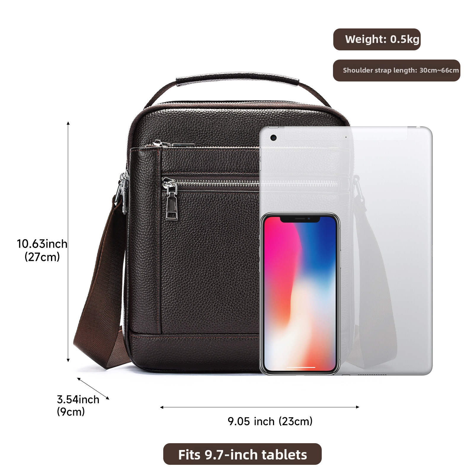 Men's Top Grain Cowhide Bag Casual Large Capacity Stylish Vertical Leather Shoulder Bag Trendy Luggage For Men_voghion.com