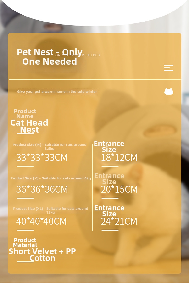 Lit grotte rond confortable et chaud pour chat et chien hiver_voghion.com
