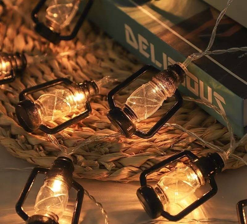 LED Kerosene Bottle String Lights for Holiday Decor Camping Solar Cell Box Colored Lights Popular Arabic Style_voghion.com