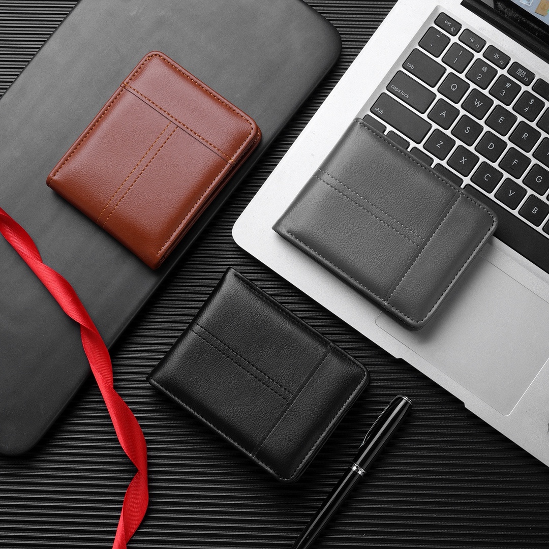 Business Commuter Men's Wallet RFID Anti-Magnetic Anti-Skimming Top Layer Cowhide Card Holder Fashionable Bifold Wallet